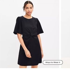 LOFT Twist Flutter Sleeve Flare Dress NWT